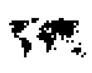 minimal pixel art global world map