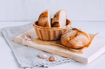 Fresh homemade garlic bread. Alternative bread concept.