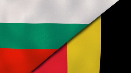 The flags of Bulgaria and Belgium. News, reportage, business background. 3d illustration