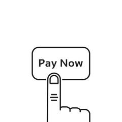 black finger and pay now thin line button