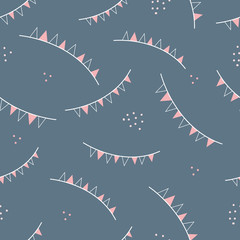 Fototapeta na wymiar Blue vector pattern with grey and pink party flags
