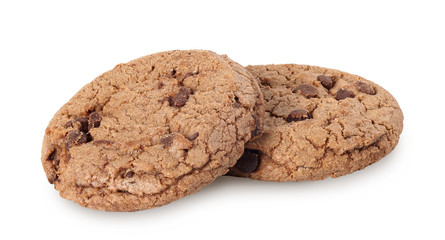 chocolate chip cookies isolated on white background