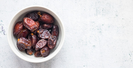 Black date fruits. Copy space