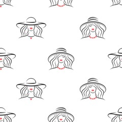 Women's hats. Seamless pattern vector