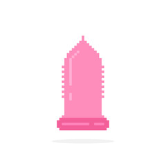 pink pixel art condom isolated on white