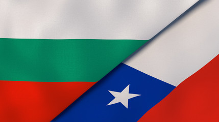 The flags of Bulgaria and Chile. News, reportage, business background. 3d illustration