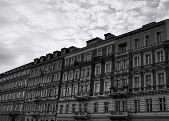 Typical buildings of Prague in a cloudy day (Prague, Czech Republic, Europe)