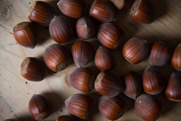 Macro photo Hazelnut nuts. Photo nature food Hazelnut nuts in shell