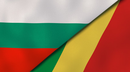The flags of Bulgaria and Congo. News, reportage, business background. 3d illustration