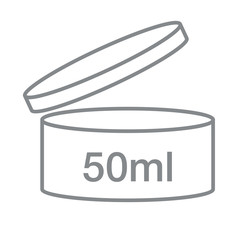 Liter l sign (l-mark) estimated volumes 50 milliliters (ml). Vector symbol packaging and labels used for prepacked foods, drinks different liters and milliliters. 50 Vol single icon isolated on white