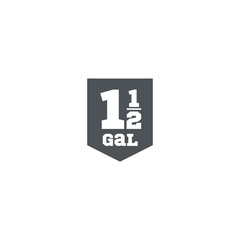 1.5 gal sign (mark) estimated volumes gallons. Vector symbol pac