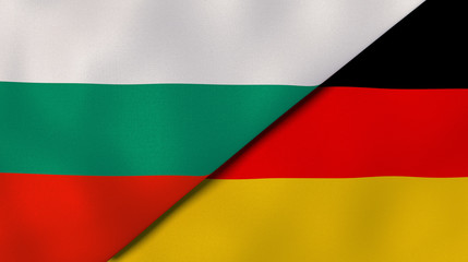 The flags of Bulgaria and Germany. News, reportage, business background. 3d illustration