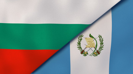 The flags of Bulgaria and Guatemala. News, reportage, business background. 3d illustration