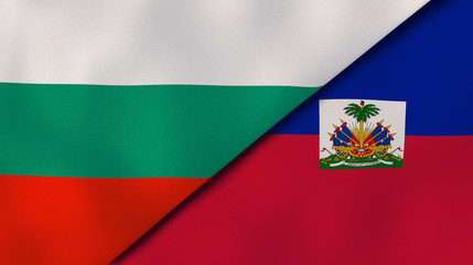 The flags of Bulgaria and Haiti. News, reportage, business background. 3d illustration