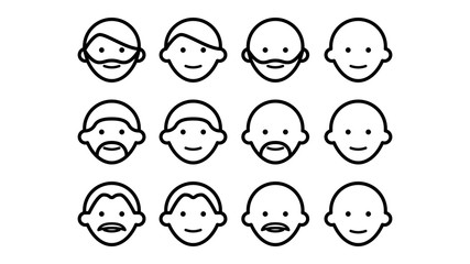 Male face icon set. Vector illustration
