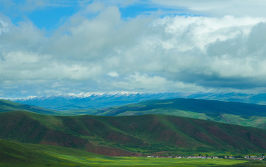 snow mountains and clouds