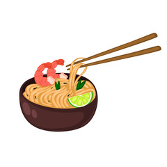 Japanese noodles in a cup isolate on a white background. Vector graphics.