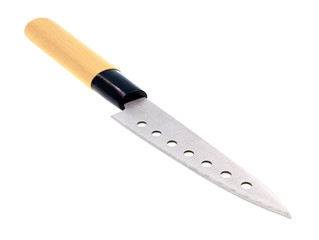 Steel kitchen knives isolated on white background. Clipping path.