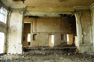 Fototapeta na wymiar Old abandoned building. Abandoned soviet military site in Ukraine