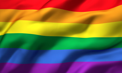 Rainbow flag blowing in the wind, gay pride, LGBT symbol waving banner