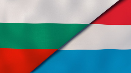The flags of Bulgaria and Luxembourg. News, reportage, business background. 3d illustration