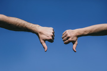 handshake between two businessmen. Hands no. No like. 