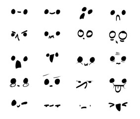 hand drawn cartoon funny emotional faces set