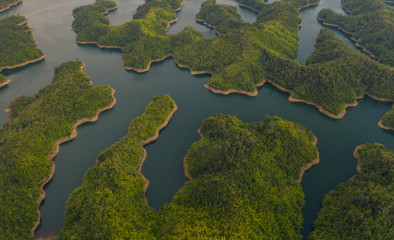 Aerial view of Ta Dung lake or Dong Nai 3 lake. The reservoir for power generation by hydropower in Dac Nong ( Dak Nong ), Vietnam.