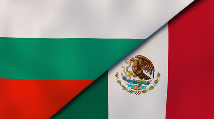 The flags of Bulgaria and Mexico. News, reportage, business background. 3d illustration