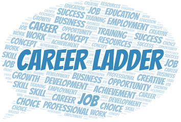 Career Ladder typography vector word cloud.