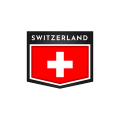 Flag of switzerland with emblem badge labels
