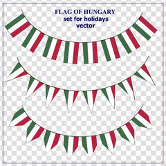 Bright set with flags of Hungary. Happy Hungary day flags. Vector illustration with transparent background.