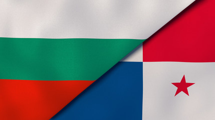 The flags of Bulgaria and Panama. News, reportage, business background. 3d illustration