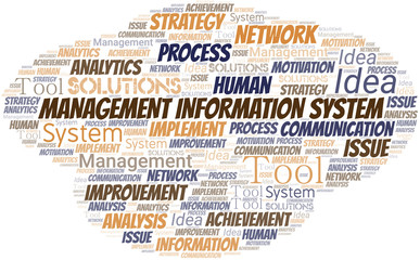 Management Information System typography vector word cloud.