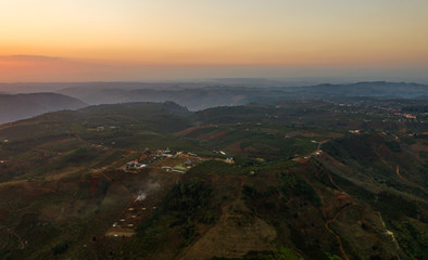 Fototapeta premium Aerial view of Ta Dung lake or Dong Nai 3 lake. The reservoir for power generation by hydropower in Dac Nong ( Dak Nong ), Vietnam.