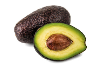 ripe healthy avocado on white