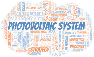 Photovoltaic System typography vector word cloud.