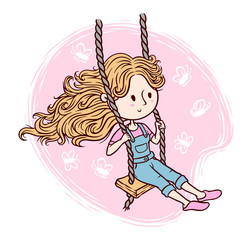 Cute girl playing swing