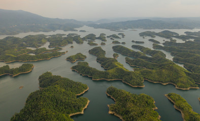 Aerial view of Ta Dung lake or Dong Nai 3 lake. The reservoir for power generation by hydropower in Dac Nong ( Dak Nong ), Vietnam.