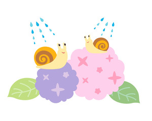 アジサイとカタツムリ