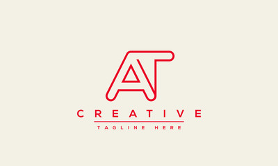 AT Letter Logo Design. Creative Modern A T Letters icon vector Illustration.