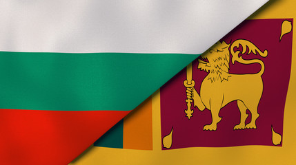 The flags of Bulgaria and Sri Lanka. News, reportage, business background. 3d illustration
