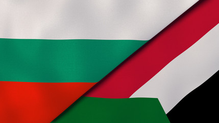 Fototapeta premium The flags of Bulgaria and Sudan. News, reportage, business background. 3d illustration