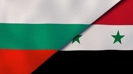 The flags of Bulgaria and Syria. News, reportage, business background. 3d illustration