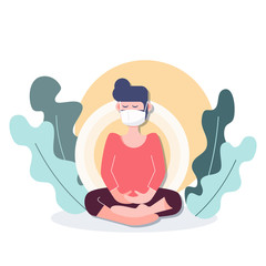 People meditation in shelter place during covid-19 coronavirus outbreak. flat character design abstract people. health care and medical vector.