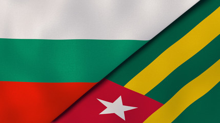 Obraz premium The flags of Bulgaria and Togo. News, reportage, business background. 3d illustration