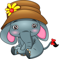 Obraz premium cute elephant wearing a hat