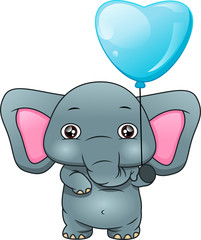 cute elephant holding a balloon