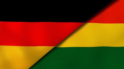 The flags of Germany and Bolivia. News, reportage, business background. 3d illustration