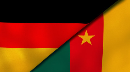 The flags of Germany and Cameroon. News, reportage, business background. 3d illustration